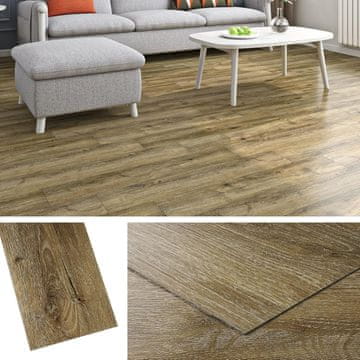 Nikcorp Samolepilne PVC talne plošče 90x15 cm v videzu lesa hrast | Vodoodporne talne obloge za kuhinjo in kopalnico 18 kosov