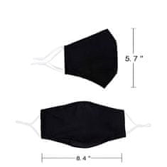 Nikcorp Črne pralne zaščitne maske za obraz, 3-slojne, bombažne, nastavljive, ergonomske, za odrasle, 4 kosi v kompletu