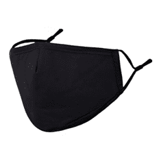 Nikcorp Črne pralne zaščitne maske za obraz, 3-slojne, bombažne, nastavljive, ergonomske, za odrasle, 4 kosi v kompletu