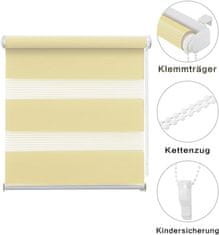 Nikcorp Dvojna roleta dan-noč 110x130 cm bež | Rolo zavesa za okno brez vrtanja z regulacijo svetlobe in zasebnosti Klemmfix