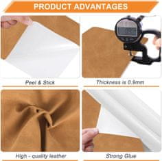 Nikcorp Samolepilni obliž za popravilo usnja 2 kosa 20x28cm svetlo rjav | Zaplata za pohištvo, avto sedeže, torbice, jakne