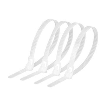 Nikcorp Komplet 100 kosov trpežnih belih kabelskih vezic 200 x 4,8 mm za organizacijo kablov in pritrjevanje predmetov