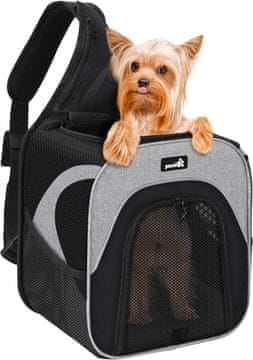 Nikcorp Zložljiv nahrbtnik za mačke in majhne pse do 3,5 kg, zračen, mrežast, siv, 32x30x22 cm, za varen prevoz in potovanja