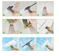 shumee Čistilo za okna s 3-v-1 dozirnikom, pršilom in funkcijo odstranjevanja vode