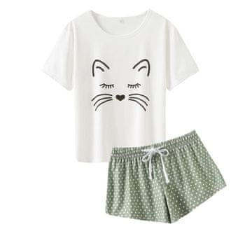 Nikcorp Ženska dvodelna pižama s potiskom pande | Zelena majica s kratkimi rokavi in kratke hlače | Velikost 42 | Poletna pižama