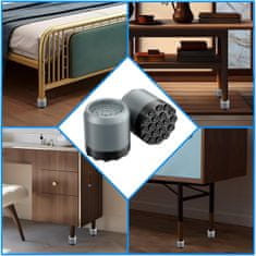 Nikcorp Protivibracijske podloge za pralni stroj in pohištvo s priseski, 12 kosov, sive | Protizdrsne nogice za stabilnost