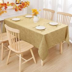 Nikcorp Eleganten rumen namizni prt 140x220 cm | Vodoodporen poliester z žakard vzorcem cvetov in lotos učinkom za jedilno mizo