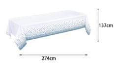 Nikcorp Komplet 2 belih prtov za enkratno uporabo z modrimi pikami 137x274 cm, vodoodporen in biorazgradljiv za zabave