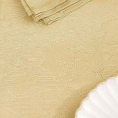 Nikcorp Eleganten rumen namizni prt 140x220 cm | Vodoodporen poliester z žakard vzorcem cvetov in lotos učinkom za jedilno mizo