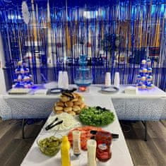 Nikcorp Komplet 2 belih prtov za enkratno uporabo z modrimi pikami 137x274 cm, vodoodporen in biorazgradljiv za zabave