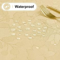 Nikcorp Eleganten rumen namizni prt 140x220 cm | Vodoodporen poliester z žakard vzorcem cvetov in lotos učinkom za jedilno mizo