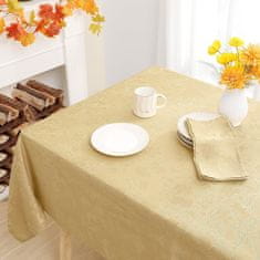 Nikcorp Eleganten rumen namizni prt 140x220 cm | Vodoodporen poliester z žakard vzorcem cvetov in lotos učinkom za jedilno mizo