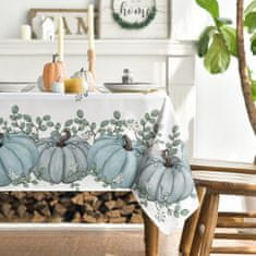 Nikcorp Kvadratni namizni prt 84x84 cm z modrimi bučami in karirastim vzorcem, vodoodporen poliester za kuhinjo in jedilnico