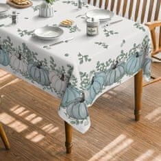 Nikcorp Kvadratni namizni prt 84x84 cm z modrimi bučami in karirastim vzorcem, vodoodporen poliester za kuhinjo in jedilnico