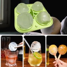 Nikcorp Silikonski model za ledene krogle 5 cm | Kalup za led za viski in koktajle | 4 velike krogle | Zelen