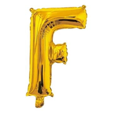 Nikcorp Folijski balon črka F zlat 40 cm | Dekoracija za rojstni dan, obletnico, zabavo | Polnjenje z zrakom ali helijem