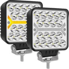Nikcorp Komplet dveh LED delovnih luči 12V z rumeno svetlobo, vodoodporne IP68, za terenska vozila, tovornjake in stroje