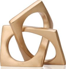Nikcorp Moderna geometrijska skulptura zlati vozel, abstraktni dekorativni okras za polico, mizo ali kamin, smola