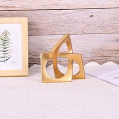 Nikcorp Moderna geometrijska skulptura zlati vozel, abstraktni dekorativni okras za polico, mizo ali kamin, smola