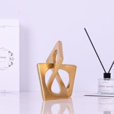 Nikcorp Moderna geometrijska skulptura zlati vozel, abstraktni dekorativni okras za polico, mizo ali kamin, smola