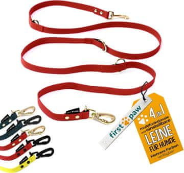 Nikcorp Nastavljiv povodec za psa 2 m, podložen in trpežen, za trening, tek ali dva psa, rdeč