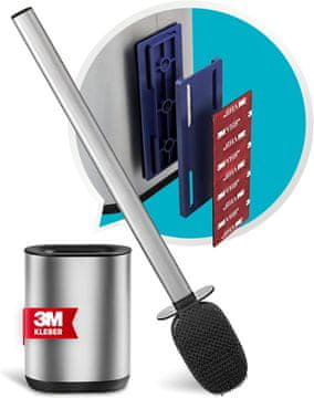 shumee Silikonska straniščna ščetka z držalom brez vrtanja, srebrna