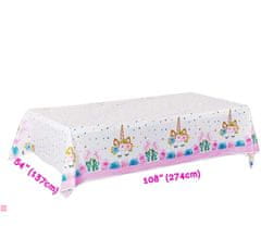 Nikcorp Namizni prt za enkratno uporabo Samorog, 2 kosa, 274x137 cm | Plastični prt za rojstni dan za dekleta, otroške zabave