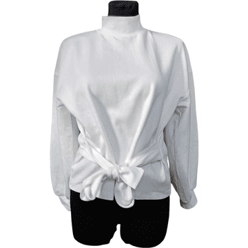 Nikcorp Ženski bel pulover z ovratnikom S | Topel in oprijet kroj za pomlad in jesen | Udoben bombažni pulover za vsak dan