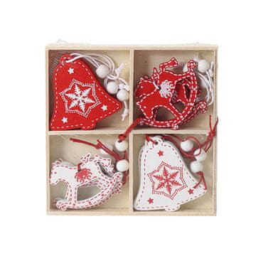 shumee Božični okraski leseni obeski za božično drevo 12 kosov Božič