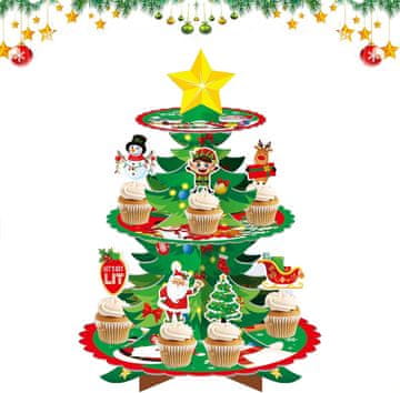 shumee Božično stojalo za kolačke s 3 nadstropji iz kartona za božič