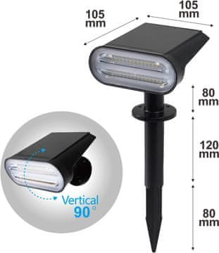 Nikcorp Solarne vrtne LED svetilke s senzorjem gibanja, 8 barv, vodotesne IP65, za stensko ali talno montažo, 2 kosa