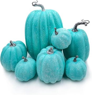 shumee Umetne buče 7 kosov različnih velikosti modre jesenske dekoracije