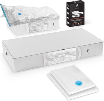 Nikcorp Komplet vreč za shranjevanje pod posteljo | 2 tekstilni in 2 vakuumski vreči za oblačila in posteljnino | Prihranek prostora