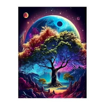 shumee Diamantna slika, vezenje s kristali, DIY 5D, vesoljsko drevo, 40 x 30 cm