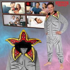 Nikcorp Moški kigurumi kostum Stranger Things XL | Siv enodelni pajac onesie za pust in noč čarovnic | Udoben in mehak material