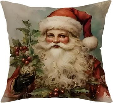 Nikcorp Okrasna božična prevleka za blazino 45x45 cm z motivom Božička | Dekorativna blazina za kavč in dnevno sobo