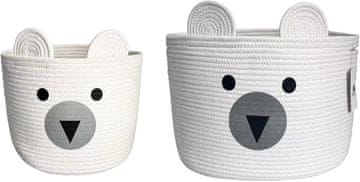Nikcorp Komplet 2 pletenih košar za shranjevanje iz bombaža, zložljivi organizator za igrače in perilo, 28x40cm in 24x28cm