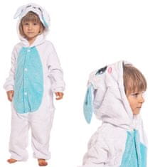 Nikcorp Otroška pižama Kigurumi onesie kostum moder zajec | Pajac za otroke višine 105-115 cm, mehak in udoben za spanje in igro