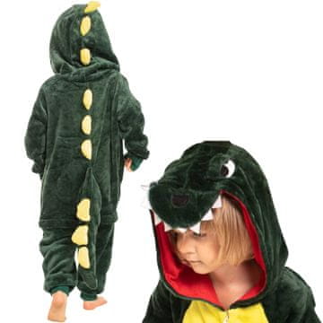 Nikcorp Otroška pižama Kigurumi Onesie Kostum Dinozaver Zelena 105-115 cm