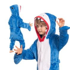 Nikcorp Otroška pižama kigurumi onesie v obliki modrega morskega psa, udobna preobleka za otroke višine 125-135 cm