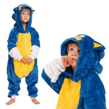 Nikcorp Otroška pižama Kigurumi Onesie kostum Sonic Blue 135-145