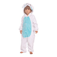 Nikcorp Otroška pižama Kigurumi onesie kostum moder zajec | Pajac za otroke višine 105-115 cm, mehak in udoben za spanje in igro