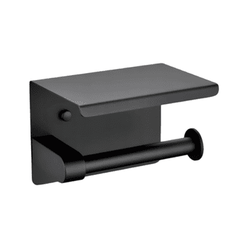 Nikcorp Stensko držalo za toaletni papir s polico za telefon | Kopalniški nosilec iz nerjavečega jekla, mat črna barva