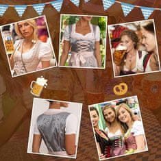 Nikcorp Ženska tradicionalna dirndl bluza s kratkimi rokavi in srčastim izrezom, bela, velikost L (38), iz viskoze