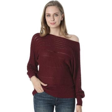 Nikcorp Ženski pulover z odprtimi rameni bordo | Eleganten mehak pulover iz pletenine za jesen in zimo | Velikost M