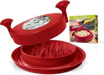 Nikcorp Ročni drobilnik za meso in zelenjavo rdeč | Sekljalnik za piščanca, svinjino, govedino | Kuhinjski pripomoček