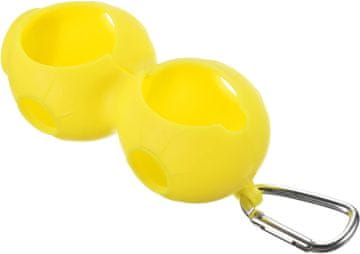 Nikcorp Silikonsko držalo za dve žogici za golf s sponko, rumeno | Praktičen nosilec za pas ali torbo, premer 46 mm