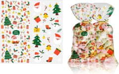 Nikcorp Božične vrečke za piškote in darila 100 kosov, prozorne celofanske vrečke z vezicami, 38x27 cm