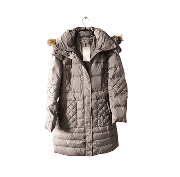 Nikcorp Topla ženska zimska bunda s kapuco | Dolga puhasta jakna za mrzle dni | Siva, velikost M