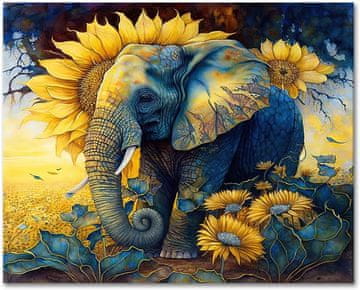 Nikcorp Komplet za slikanje po številkah Slon 16x20 cm | Ustvarjalni set z akrilnimi barvami in platnom za odrasle in otroke